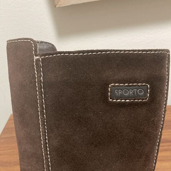 Sporto Janet Brown Suede Leather Boots with Faux Sherpa Lining & Wedge Heel. - Picture 6 of 8